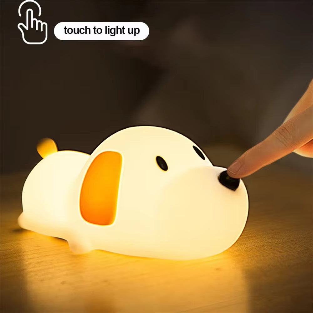 Bunny Silicone Night Light, Children'S Room Decorative Lamp, USB Rechargeable Timer Dimmable Silicone Sleep Light