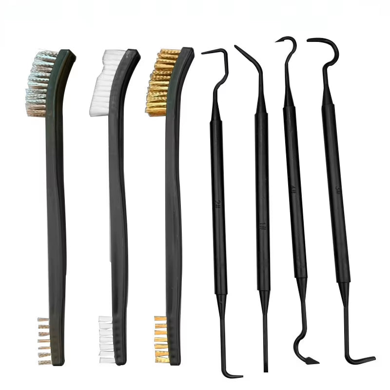 Double-End Steel Wire Brush & Nylon Pick Set Universal Hunting Gun Cleaning Kit Tactical Rifle Gun Cleaning Tool