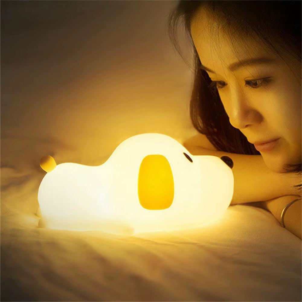 Bunny Silicone Night Light, Children'S Room Decorative Lamp, USB Rechargeable Timer Dimmable Silicone Sleep Light