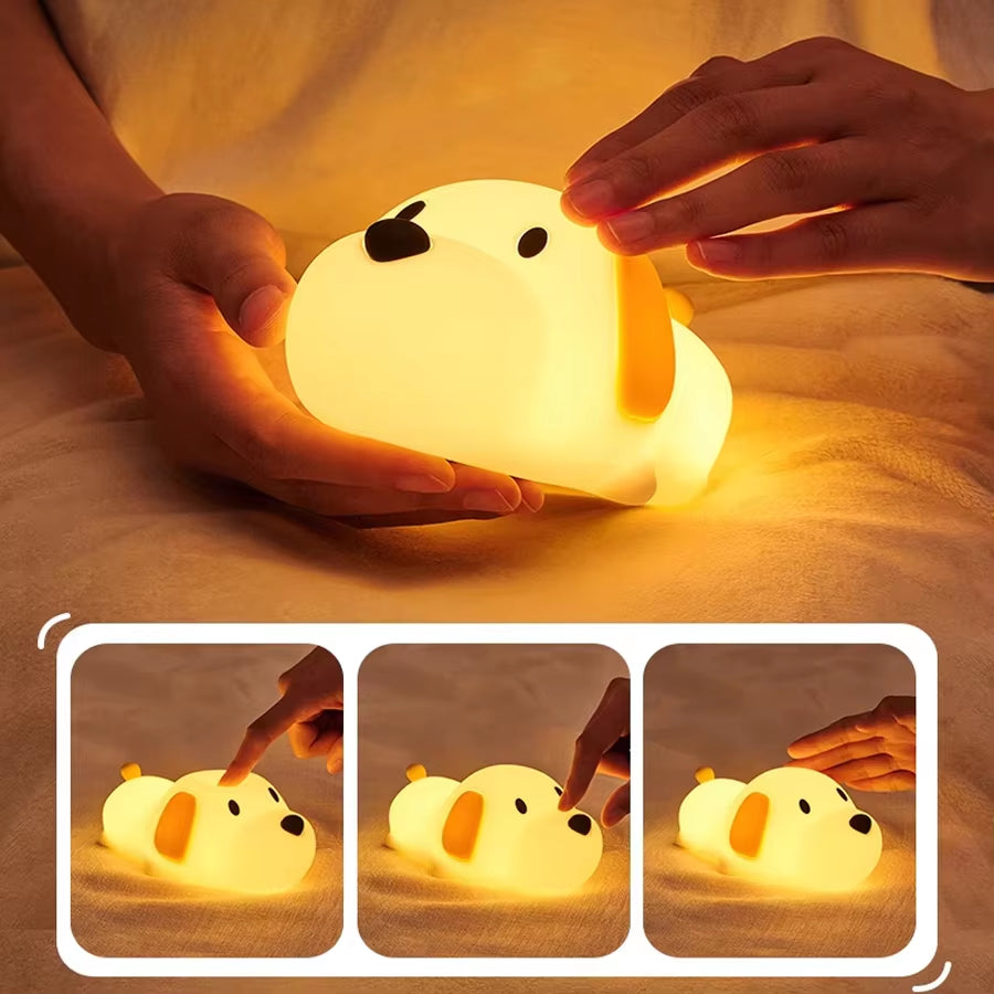 Bunny Silicone Night Light, Children'S Room Decorative Lamp, USB Rechargeable Timer Dimmable Silicone Sleep Light